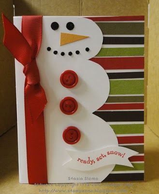 Cool Snowman Card! (Would use different background paper - snowflake?)