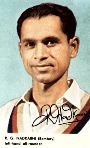 RG Nadkarni was a left hand all rounder during 1951 to 1970. He played 191 first class matches with top score being 283 not out and 123 not out in tests. He took 500 wickets and best bowling rate was 6 for 17 runs.